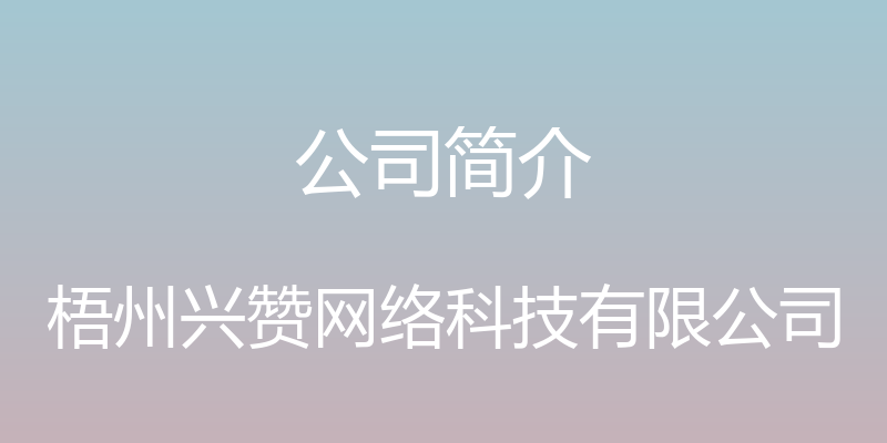 公司简介 - 梧州兴赞网络科技有限公司